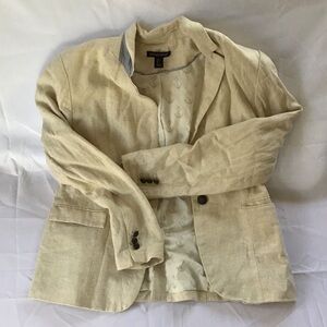 British Khaki Light Beige Linen Blazer